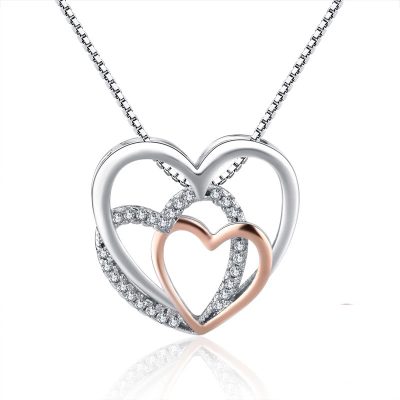 Silver Plated Triple Hart Ketting