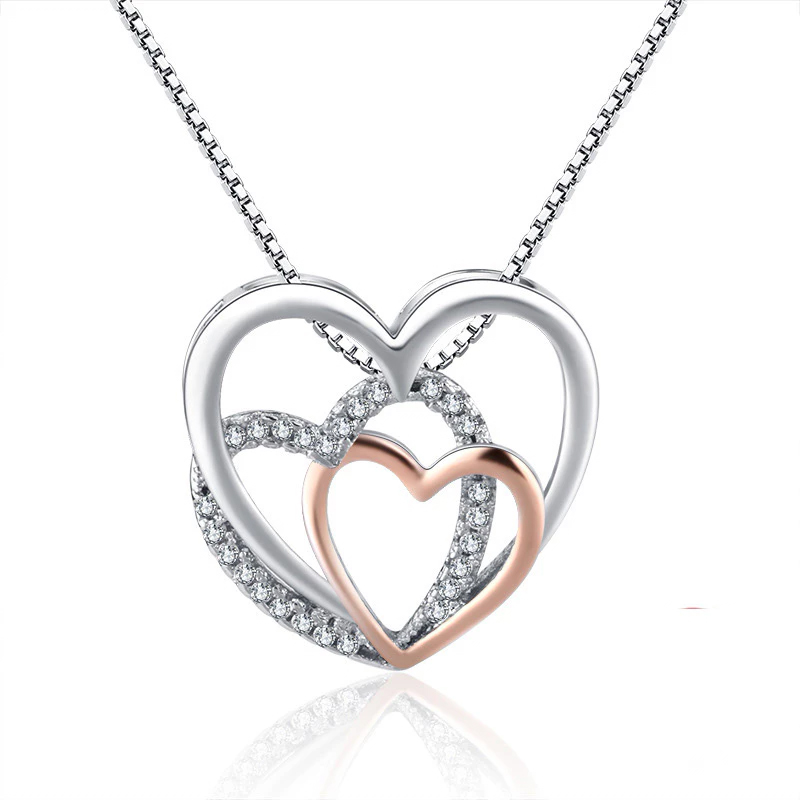 Silver Plated Triple Hart Ketting