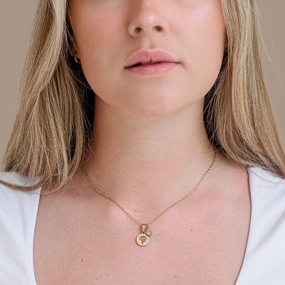 Geboortesteen met Geboortebloem Ketting