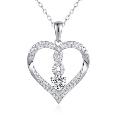 Silver Plated Infinity Hart Ketting met Swarovski