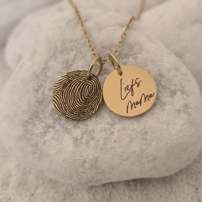 Ketting met Vingerafdruk en Eigen Handschrift Gegraveerd