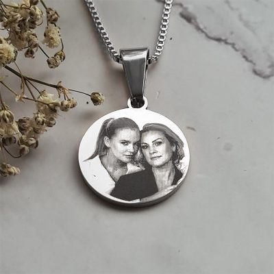 Ketting met foto gegraveerd Silver Plated